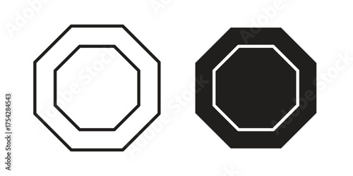 Octagon icon set in flat and line style vectors