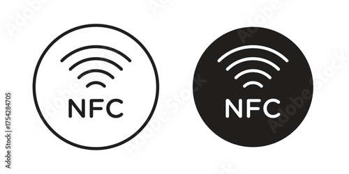 NFC icon set in flat and line style vectors