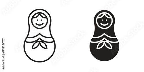 Nesting dolls icon set in flat and line style vectors