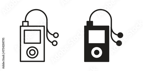 Mp3 Player icon set in flat and line style vectors
