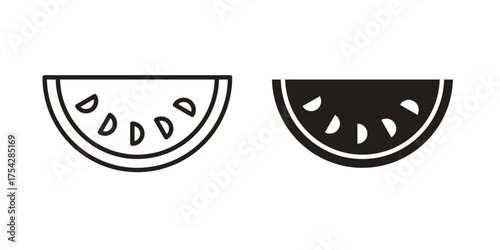 Melon icon set in flat and line style vectors