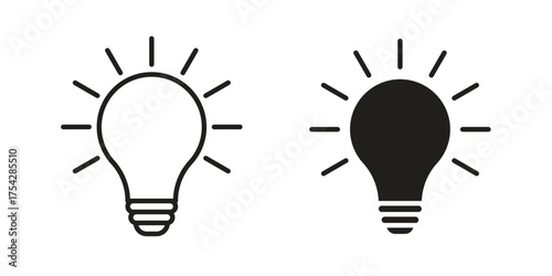 Lightbulb icon set in flat and line style vectors