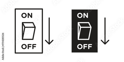Light switch off icon set in flat and line style vectors