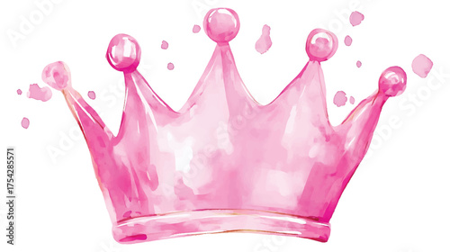 Pink Watercolor Crown with Splashes Isolated on White watercolor illutrastion transparent background