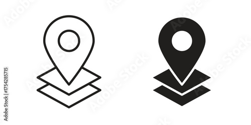 Land layer location icon set in flat and line style vectors