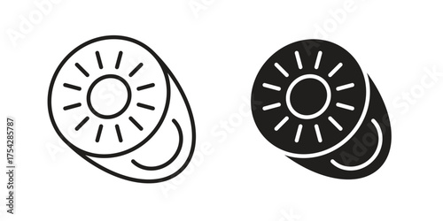 Kiwi icon set in flat and line style vectors