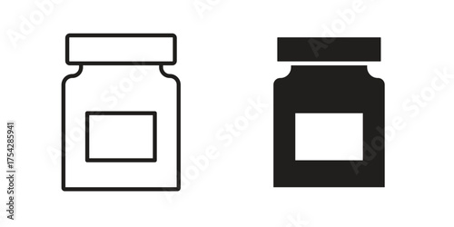 Jar icon set in flat and line style vectors