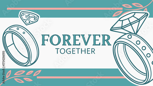 Elegant wedding rings design symbolizing eternal love and commitment, perfect for invitations, announcements, or romantic designs, originally vector