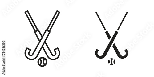 Hockey sticks icon set in flat and line style vectors