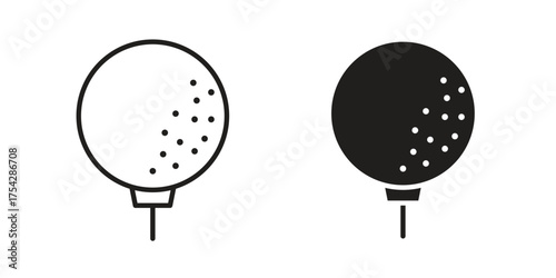 Golf ball icon set in flat and line style vectors