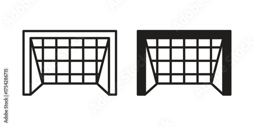 Goal net icon set in flat and line style vectors