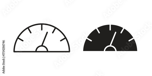 Gauge icon set in flat and line style vectors