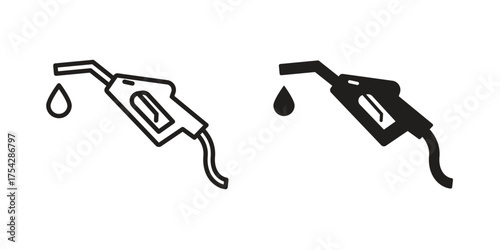 Fuel icon set in flat and line style vectors