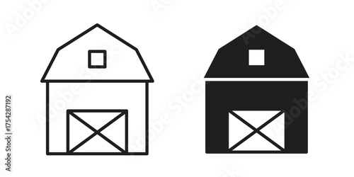 Farm icon set in flat and line style vectors