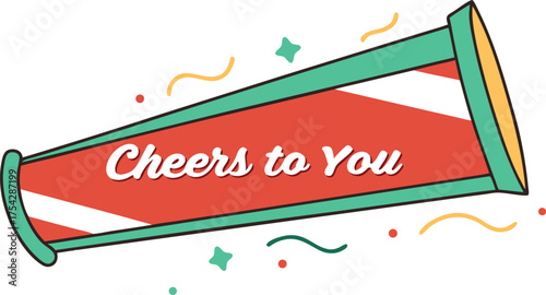 Celebrate achievements with this fun megaphone design shouting encouragement and success, perfect for promotions, recognition, or team spirit