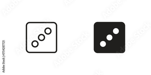 Dice three icon set in flat and line style vectors