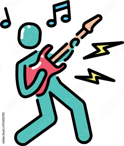 Rockstar playing guitar line icon