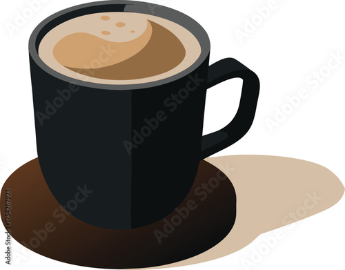 Dark matte ceramic mug filled with creamy frothy coffee beverage