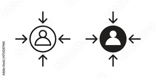 Customer centricity icon set in flat and line style vectors