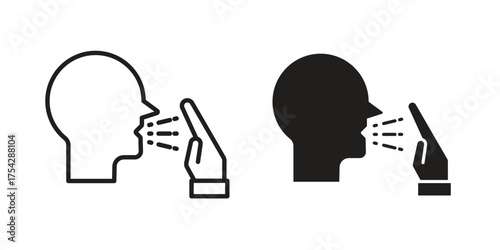 Cough icon set in flat and line style vectors