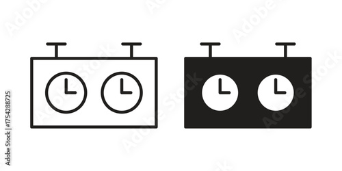 Chess clock icon set in flat and line style vectors