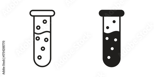 Chemical Tube icon set in flat and line style vectors