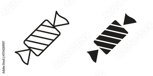 Candy-sweet icon set in flat and line style vectors