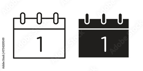 Calendar day icon set in flat and line style vectors