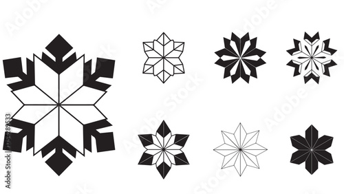 Origami-fold snowflake icon with angular crease gaps in bold black vector design