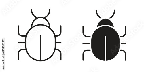 Bugs icon set in flat and line style vectors