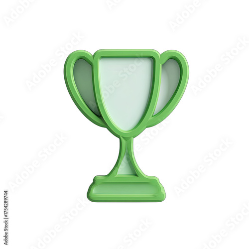 Green trophy icon, simple design