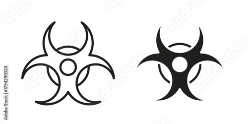 Biohazard icon set in flat and line style vectors