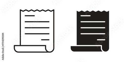 Bill icon set in flat and line style vectors