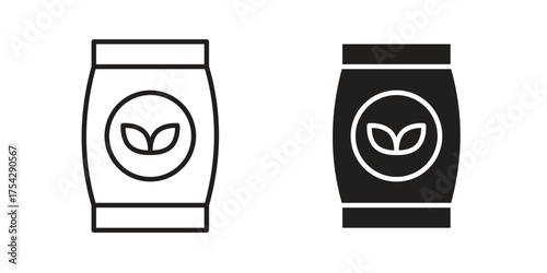 Bag seedling icon set in flat and line style vectors