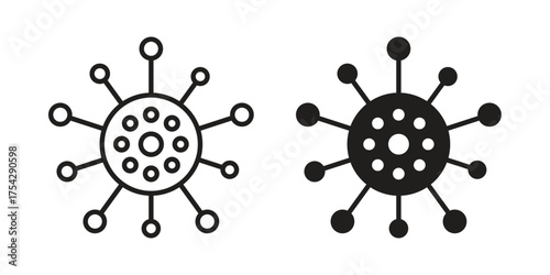Bacteria icon set in flat and line style vectors