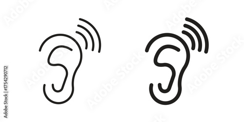 Assistive listening systems icon set in flat and line style vectors