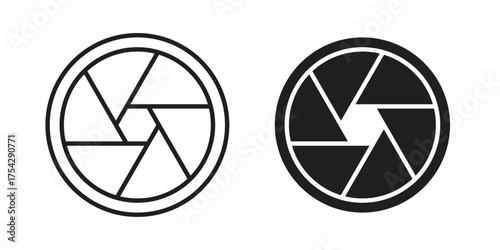 Aperture icon set in flat and line style vectors