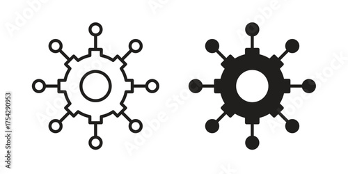Algorithm icon set in flat and line style vectors