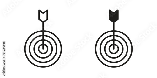 Aim icon set in flat and line style vectors