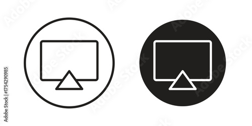 Airplay icon set in flat and line style vectors