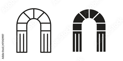 Archway icon set in flat and line style vectors