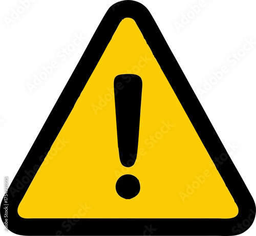 Bold Yellow Triangle Warning Sign with Black Exclamation Point Symbol