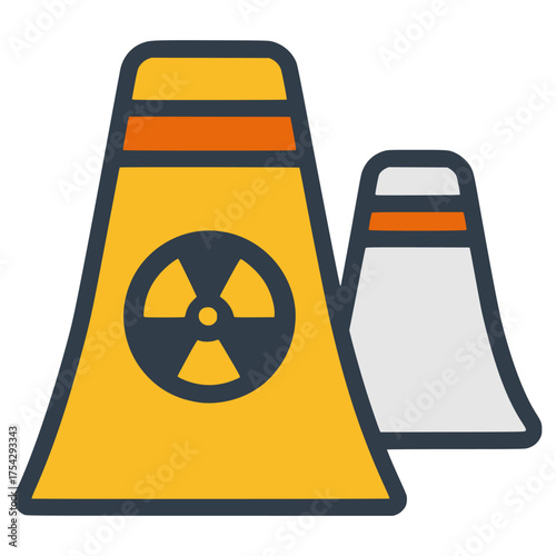 nuclear power plant electricity energy safety flat color vector illustration template design