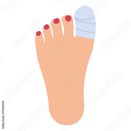 bandaged woman thumbnail hurt pain flat color vector illustration template design
