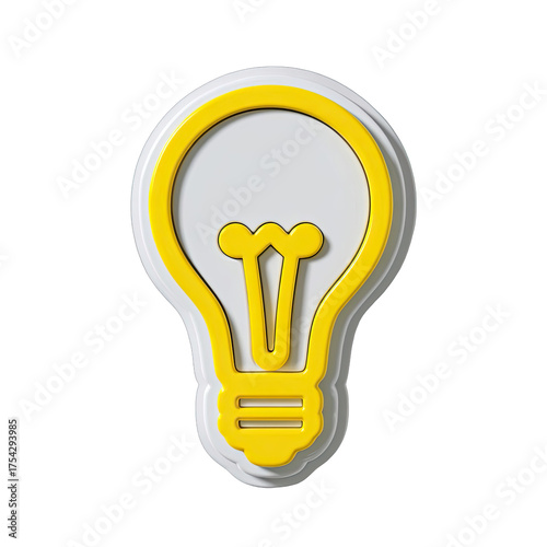 3D lightbulb icon, yellow outline on white