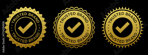 Trusted Brand Gold Badge Set Quality Guarantee Label Design