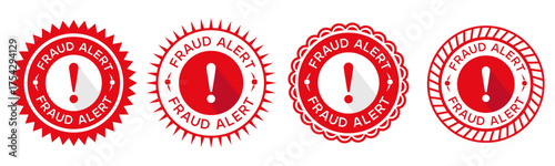 Fraud Alert Red Badge Set Security Warning Label Design