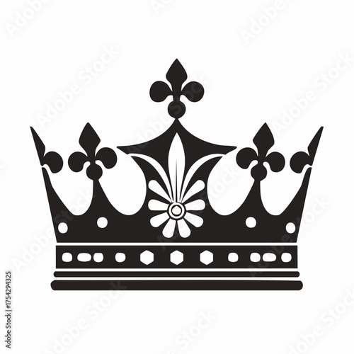 Decorative Royal Crown with Cross and Flower Motif