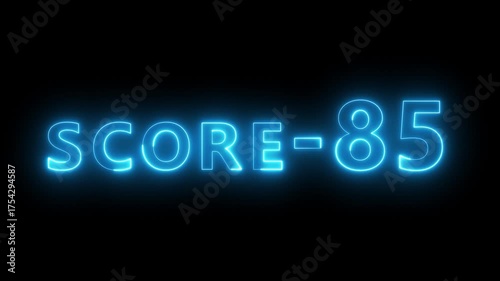 Neon level score -85 animation. Gaming level up sign animation. Neon next level.