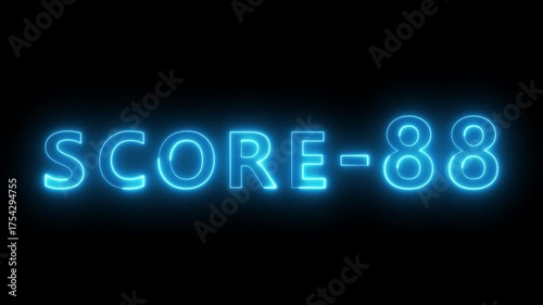Neon level score -88 animation. Gaming level up sign animation. Neon next level.
